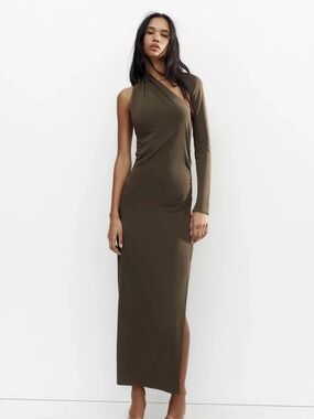 ZARA NEW ❕❕NWT ASYMETRIC DRAPED MAXI DRESS SIZE LARGE |REF 5644/324